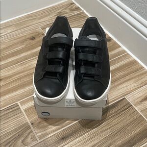Adidas Women's Black Stan Smith Sneakers with White Soles